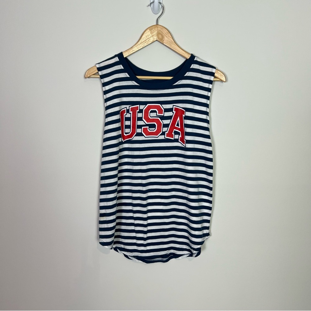 Modern Lux USA Stripe Sleeveless Top Tank Top Women Size X Large